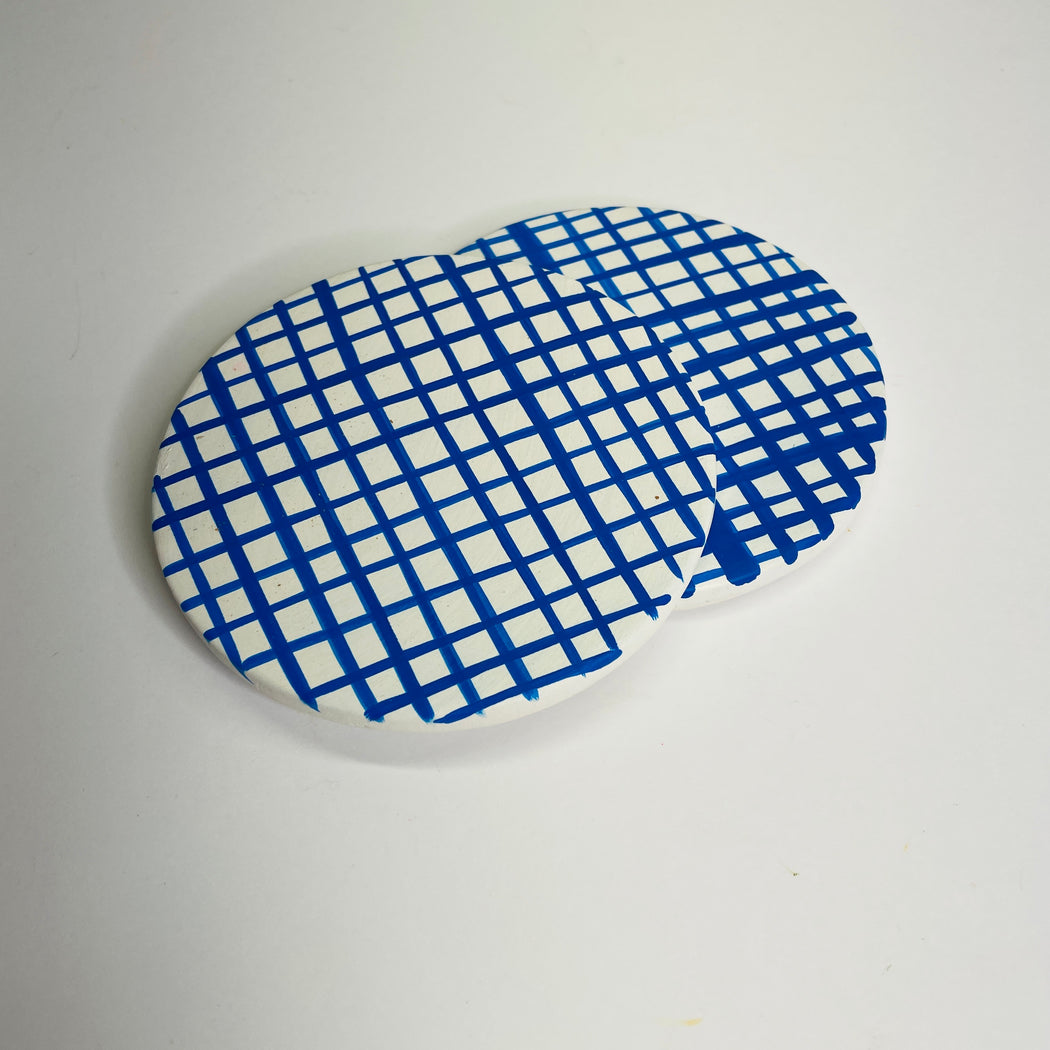 COASTER SET - BLUE CHECK
