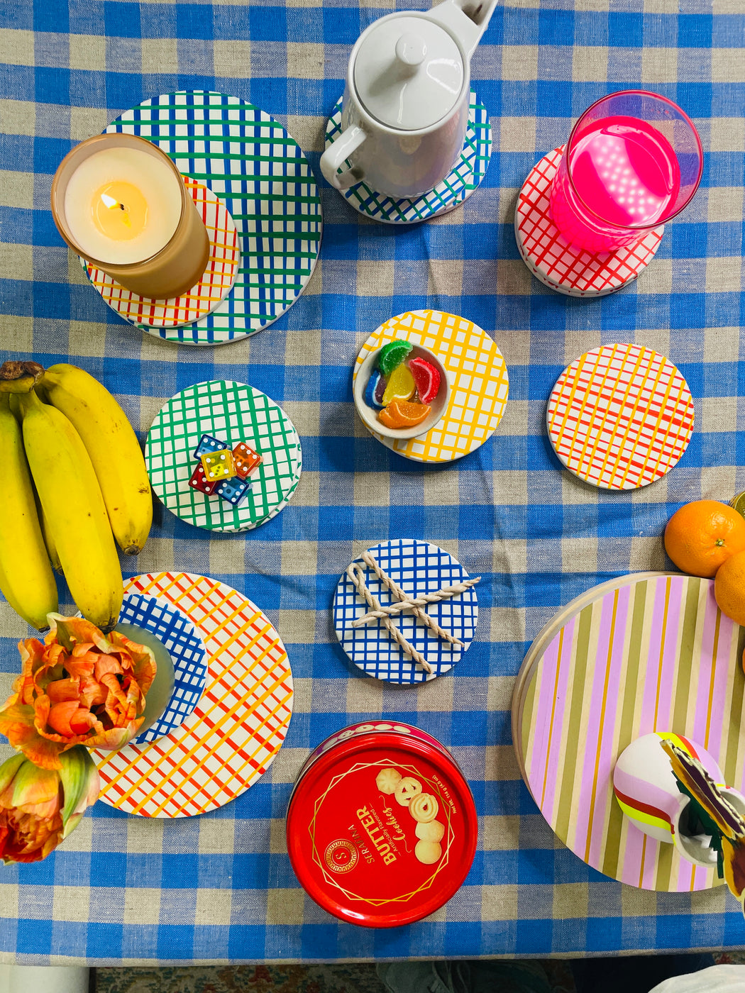 TRIVET - YELLOW/VERMILLION CHECK