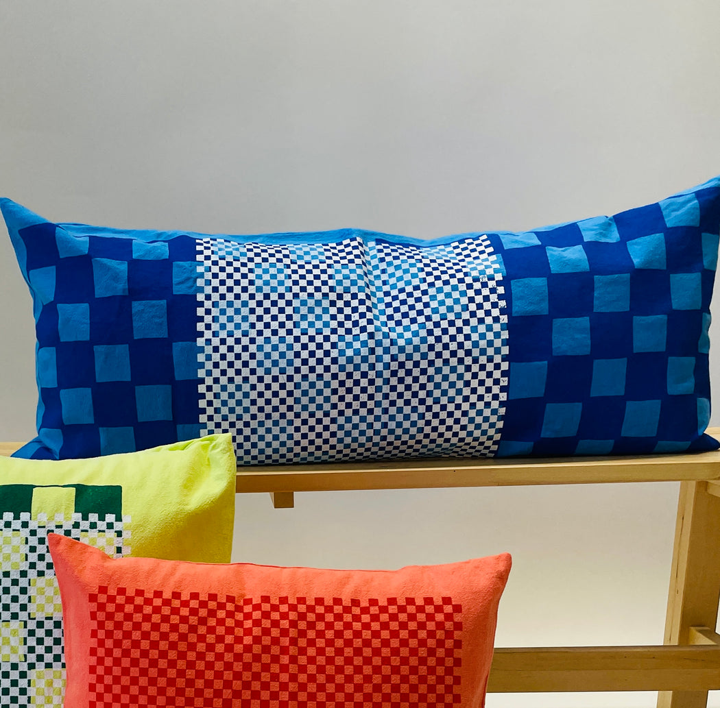 PILLOW - CHECKS ON CHECKS - 14"X36"