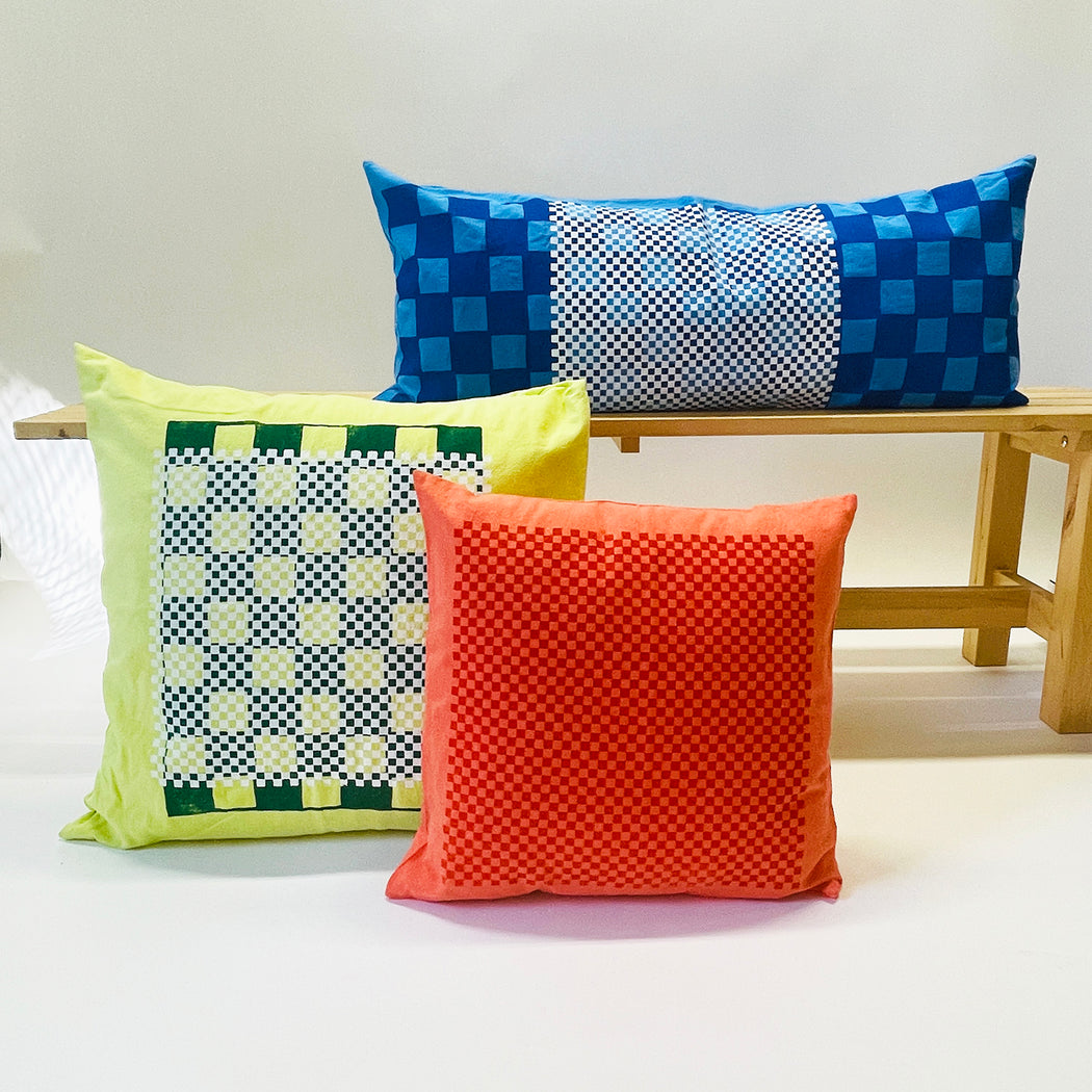 PILLOW - CHECKS ON CHECKS - 14"X36"