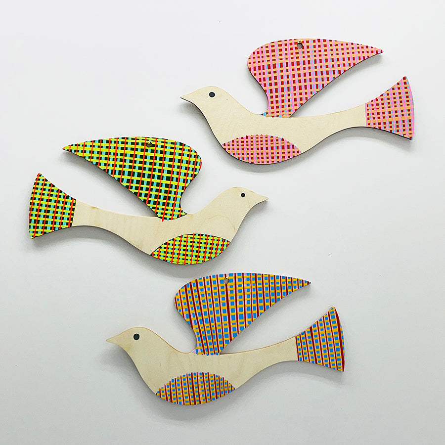 PEACE BIRD PLAID - WALL CHARM