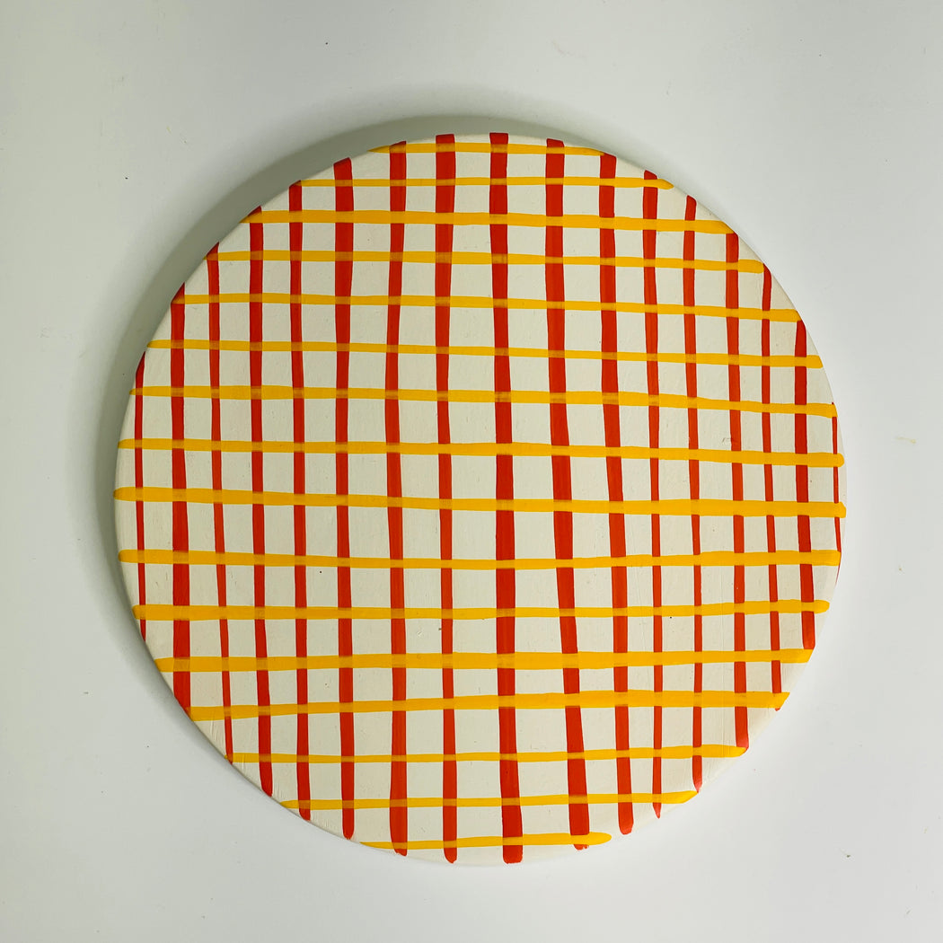 TRIVET - YELLOW/VERMILLION CHECK