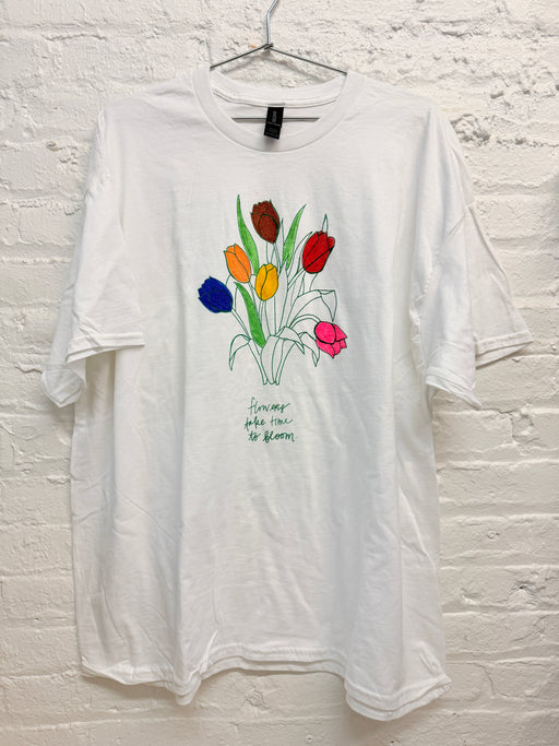 FLOWERS TAKE TIME TO BLOOM HAND PAINTED T